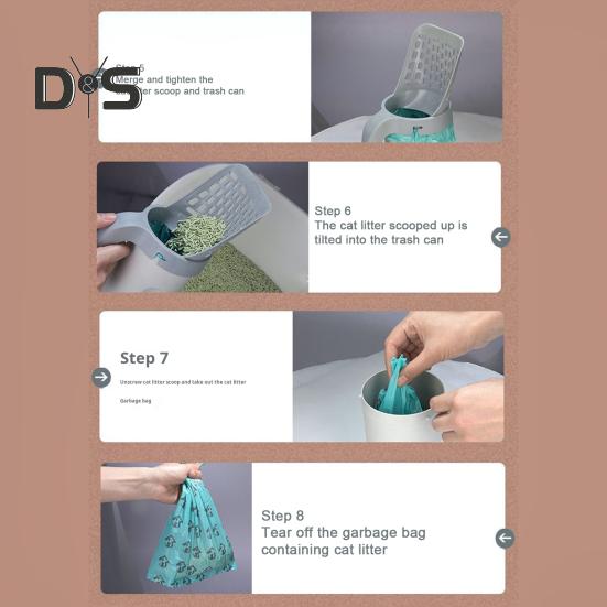 Katzenstreuschaufel, tragbarer Katzenstreuschaufelhalter mit Müllbehälter, Katzenkot-Siebschaufel mit Abfallbeuteln für Hauskatzen