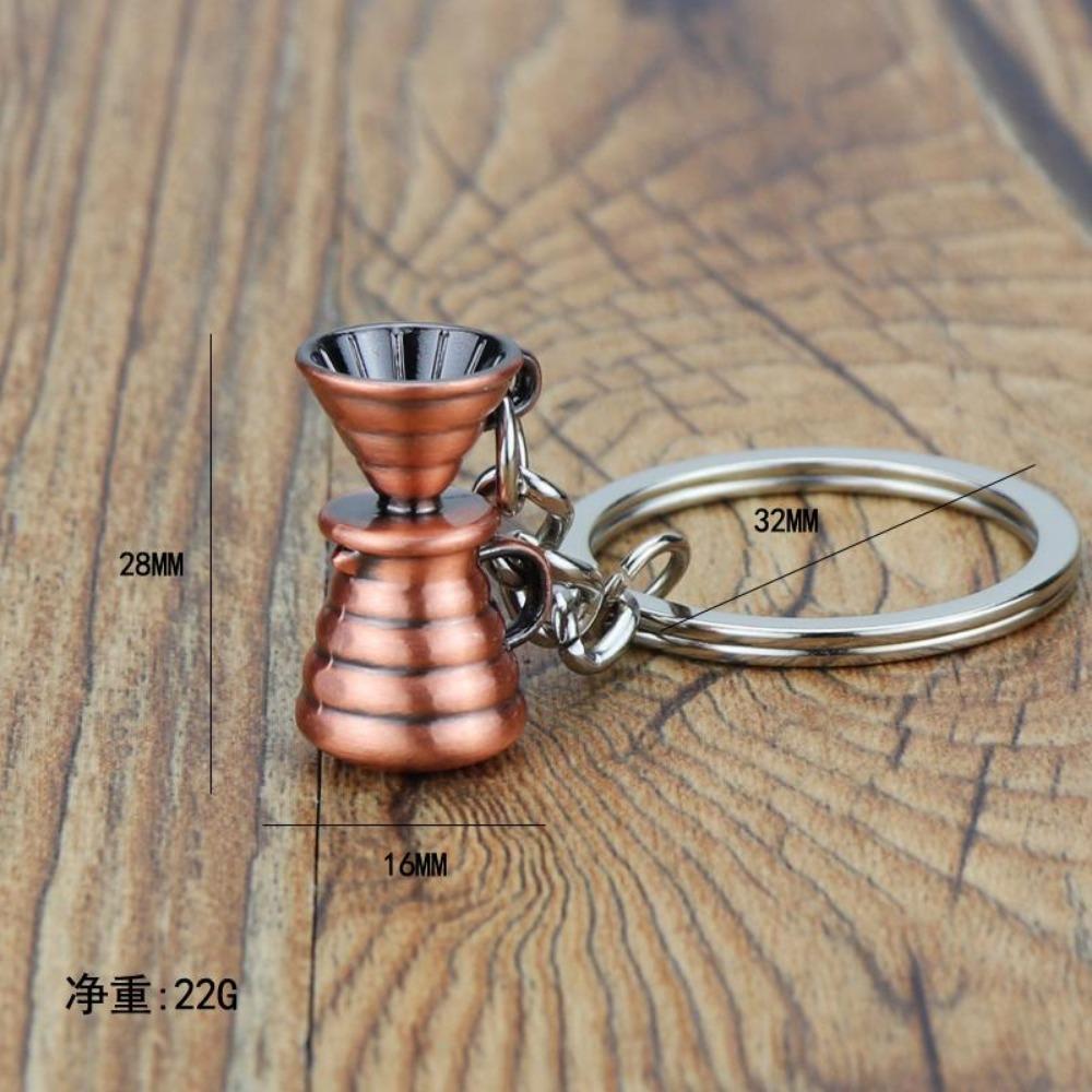 3D Mini Legierung Metall Kaffeeausrüstung Schlüsselanhänger Moka Kanne Kaffeetasse Eimer Schlüsselanhänger Café Geschenk für Kaffeeliebhaber Schlüsselanhänger Anhänger