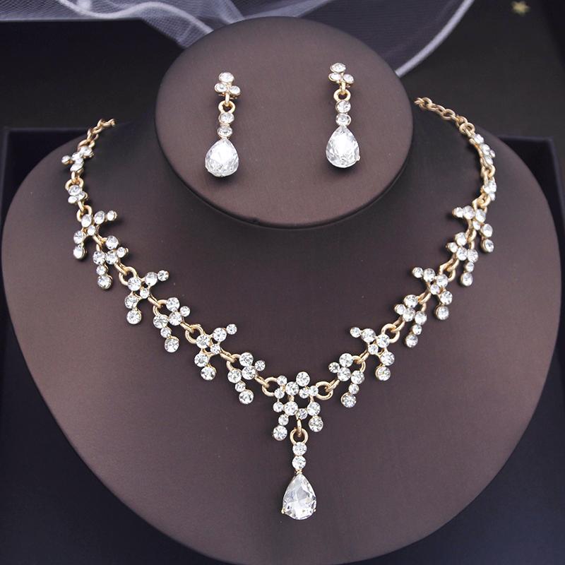 Fashion Pendants Necklace Earrings Sets for Women Flower Jewelry Set Bridal Wedding Choker Necklace Set Accessories