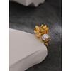 Eetit Stainless Steel Fashion Charm Flower Ring for Women Personality Statement Finger Gold Color Waterproof Jewelry Accessories