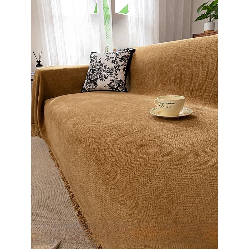 Chenille Herringbone Pattern Sofa Cover Towel High-Grade Simple Matcha Green Four Seasons Universal Full Covered Universal Cover Cover Blanket