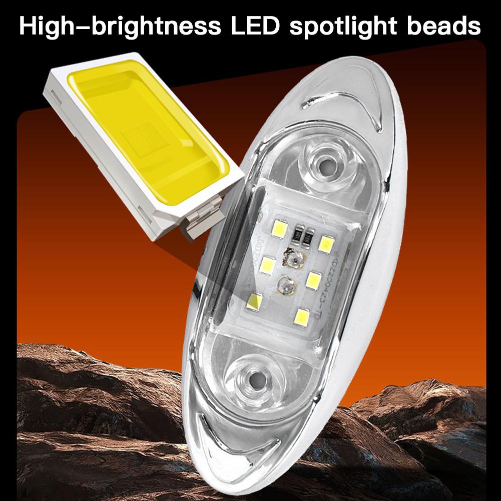 6-LED Truck Trailer Side Marker Light Clearance Turn Signal Warning Light Chrome Plated Waterproof Housing Lamp for Vehicles