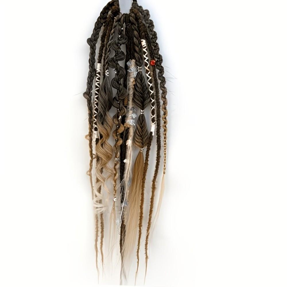 Ombre Textured Dreadlock Ponytail 24Inch Twist Braid Hairpiece Women's Braided Wigs for Women