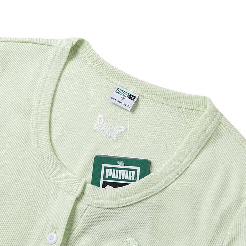PUMA Breathable Comfortable Slim Fit Long Sleeve Knit Top Women tops Green 628475-80