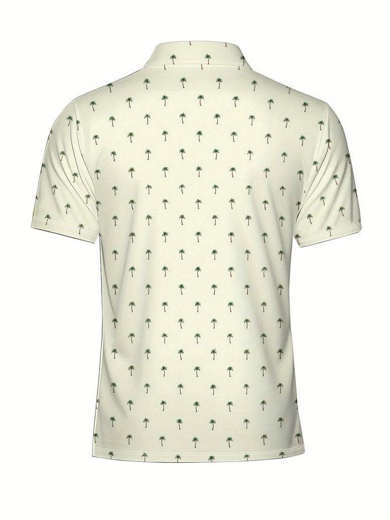 Men'S Short-Sleeve Polo Shirt with Flat Digital Print Pattern - No Texture