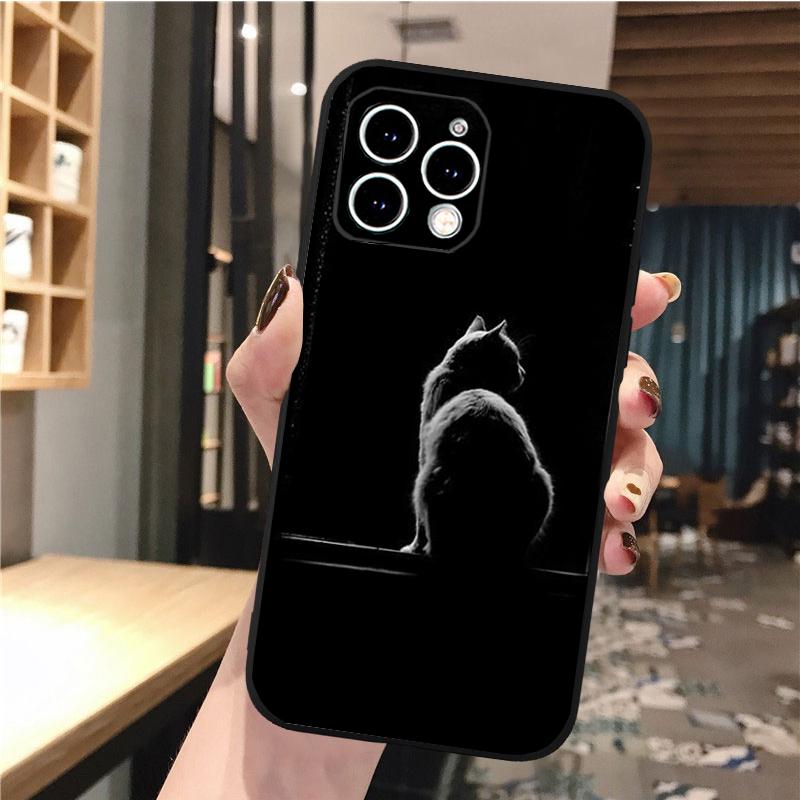 Phone Case For Iphone 14 Pro Max 13 12 11 Pro Max Xr 12 13 Mini 14 Plus 7 8 Se Black Cat Case Funda