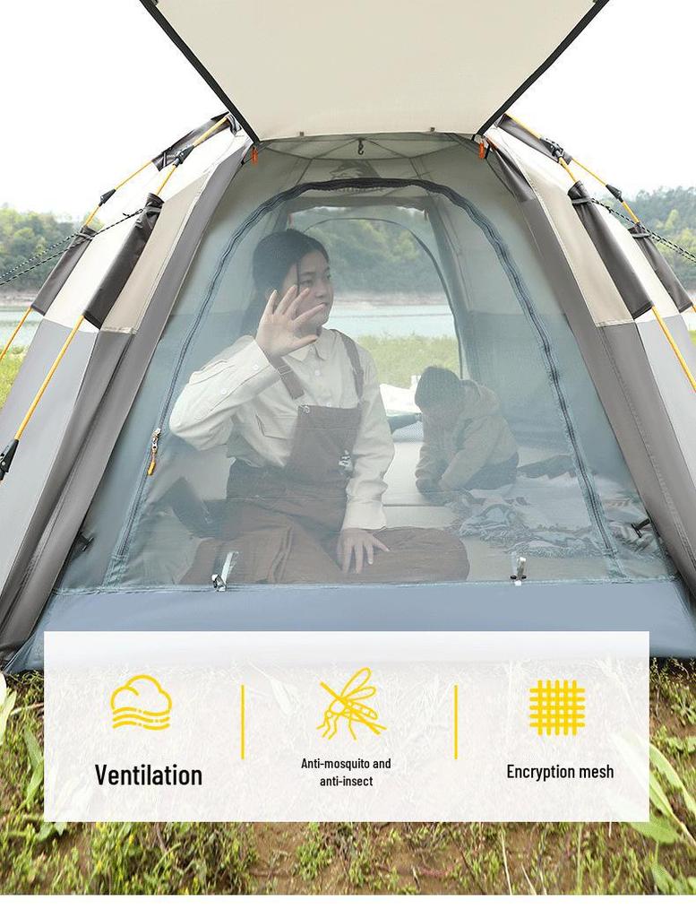 Male Wolf Quick-Open Outdoor Camping Tent: Folding, Portable, Dual-Layer, Rain & Sun Resistant