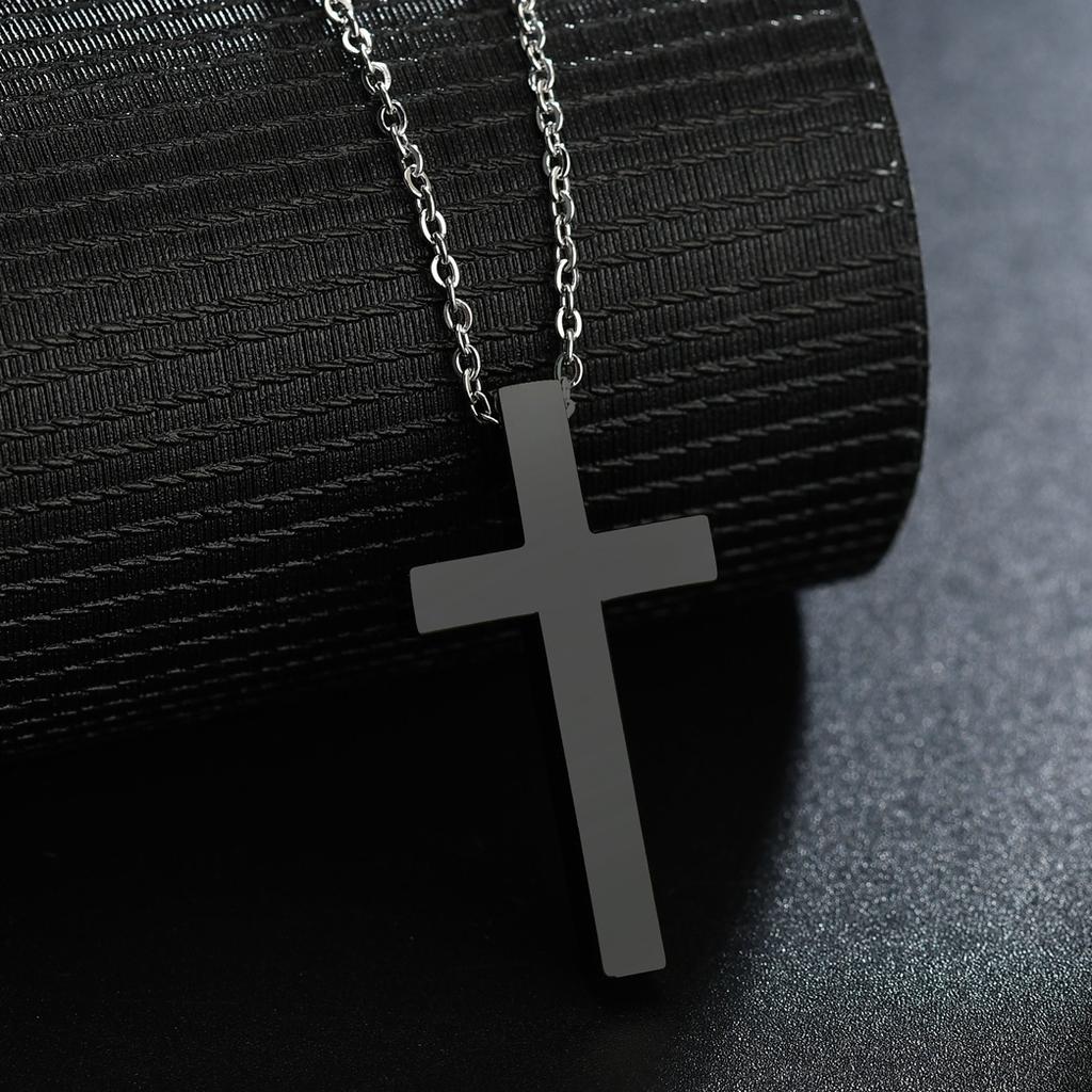 Atoztide Engrave Name Cross Pendant Necklace for Women Men Personalized Date Stainless Steel Jewelry Link Chain Birthday Gift