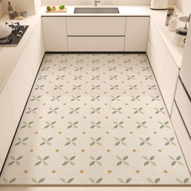 Kitchen Floor Mat Pvc Waterproof Leather Chessboard Pattern Carpet Non-slip Oil-proof Special Mats Large Area Rug Easy To Clean