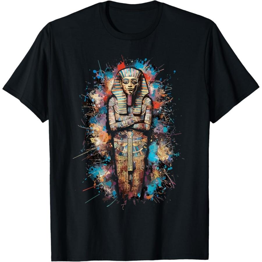 

Colorful Paint Splash Egyptian Mummy Art Graphic T-Shirt XXXXXL чёрный