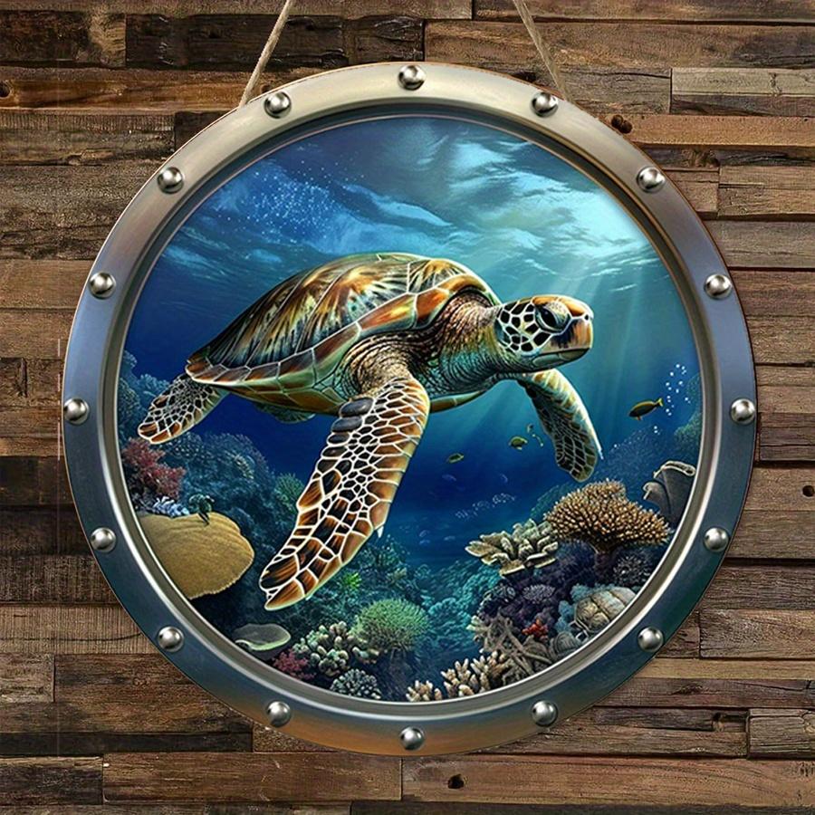 2D Flat 20cm Ocean Wooden Wall Hanging Decor - Turtle Universal Holiday Wooden Pendant, Home Decoration, Welcome Sign Party Decor, Wood Crafted Art