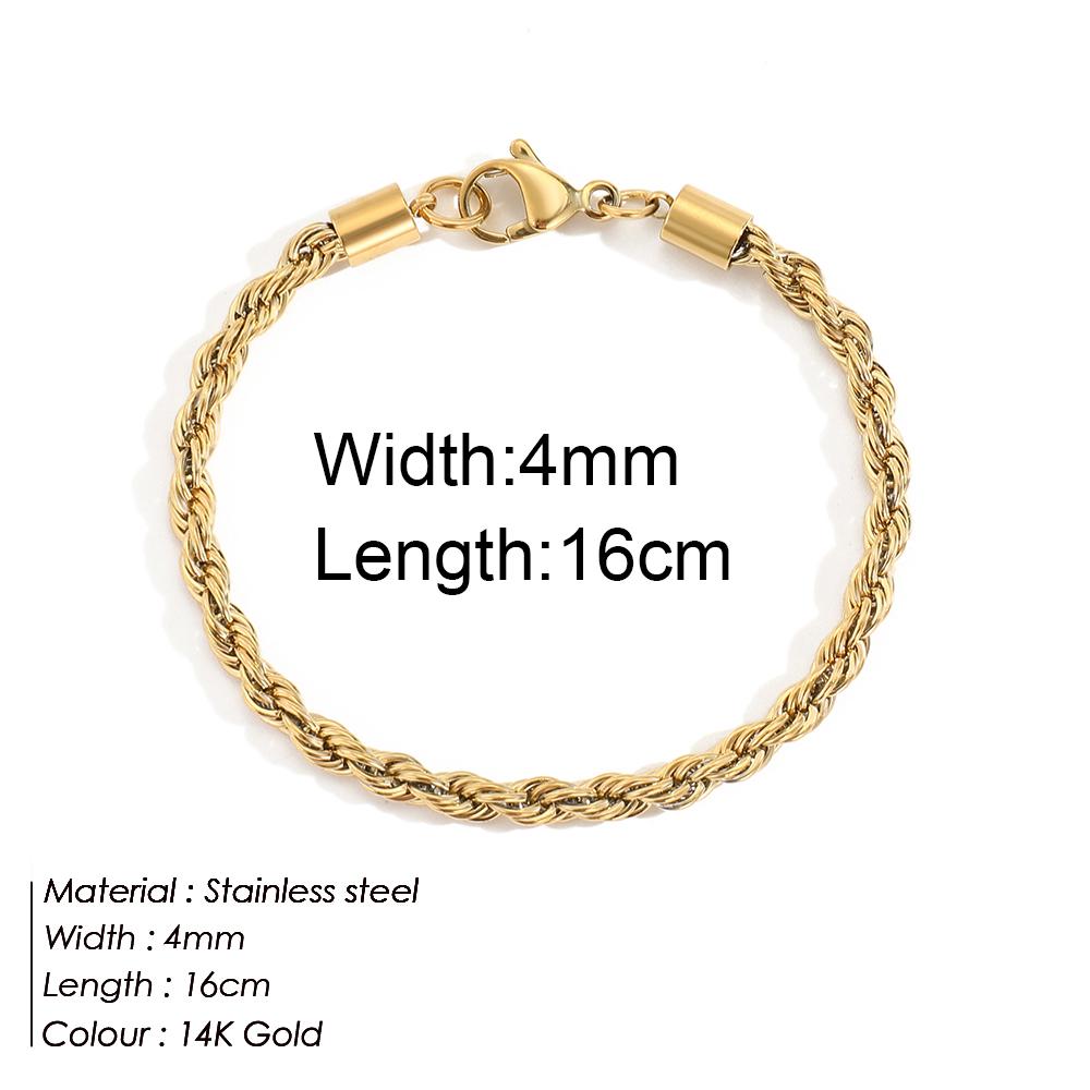 women bracelet chanin Charming Flash Twisted Rope Chain Bracelets for Women Lady, 316L Stainless Steel Wrist Zircon 16cm 18cm