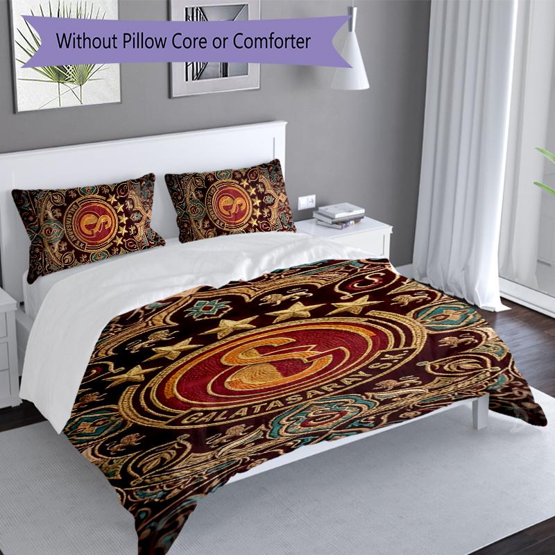 3pcs Galatasaray S .K Duvet Cover Set, Includes 1 Duvet Cover and 2 Pillowcases,Skin-Friendly&Comfortable Fabric,Suitable Bedding Sets