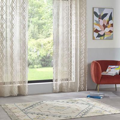 Jacquard Sheer Curtain "Sama" Light-filtering 140 X 240 Cm Atmosphera - Linen - Linen -