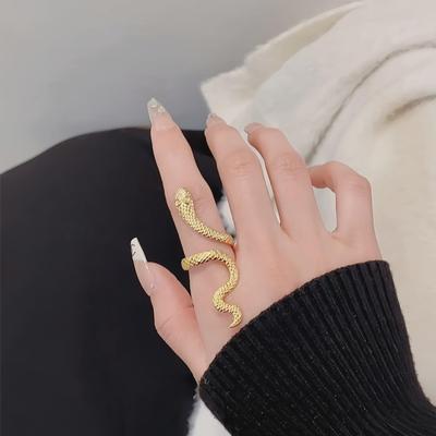 Avrupa ve Amerikan Ayarlanabilir Titanyum Çelik Yılan Yüzüğü - İşaret Parmağı İçin Abartılı Niş Tasarımı