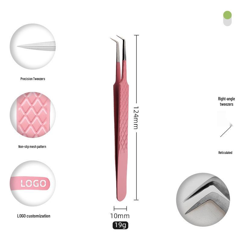 Golden Feather Stainless Steel Eyelash Tweezers for Grafting and Extensions