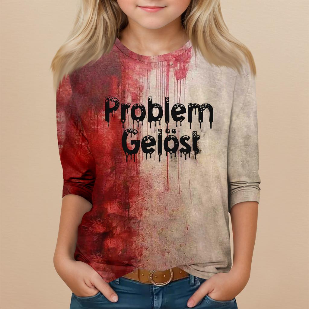 Children's 3/4 Sleeve Round Neck Top Halloween Printed Everyday Casual Top
