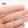 1980-2019 Birth Year Number Charm Pendant Stainless Steel Chain Necklace Jewelry