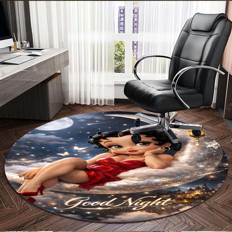 Betty Boop Print Round Rug, Washable Floor Carpet, For Entryway Dorm Laundry Room Office Study, Home Decor Birthday Christmas Gift
