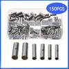 150Pcs/Box Uninsulated Butt Connectors Plug-in Tubular Bare Crimp Terminals