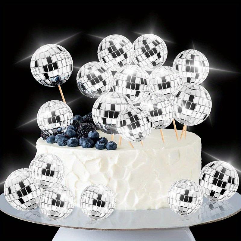 Mirror Ball Cake Decoration Plugin Ins Style Cake Ornaments Children's Baking Party Accessories Birthday Card Insertion