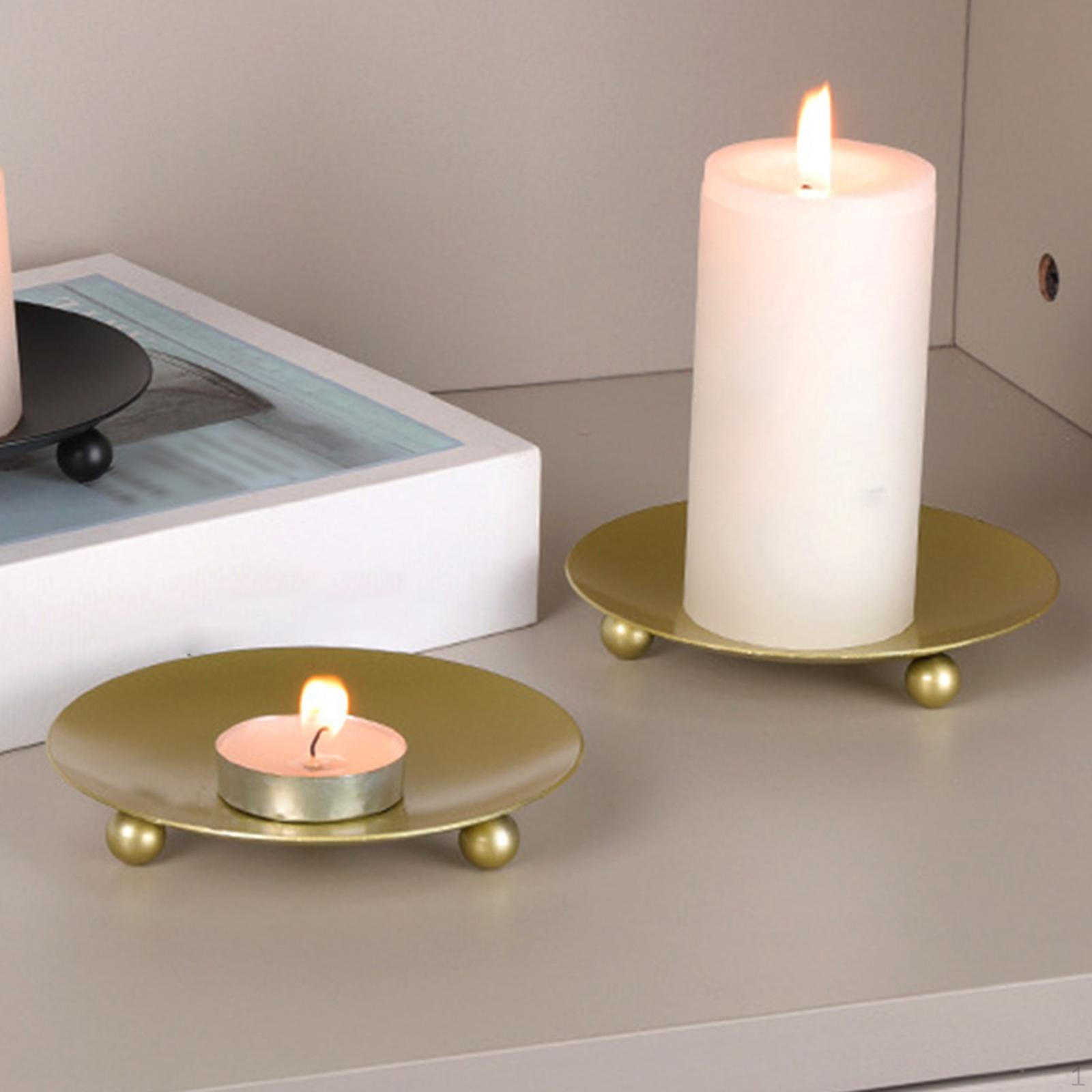Металлическая Тарелка Подсвечник Канделябр Свеча Столбик Подсвечник Чайная Свеча Стенд Отель Gold 2pcs