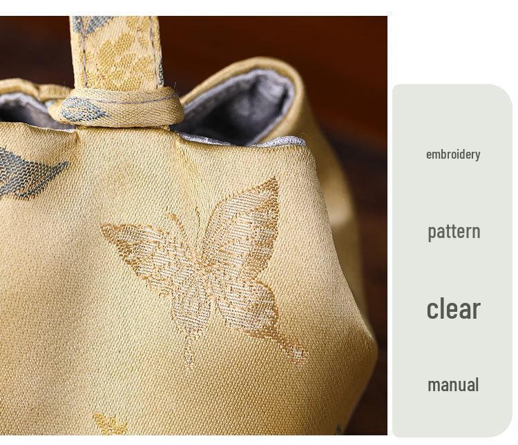 Chinese Brocade Tea Cup & Jewelry Storage Bag - Portable Thickened Pouch for Host Use & Buddhist Beads