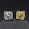 New 316L Stainless Steel Men Lion Ring with Rhinestone Rock Party for Biker Rider Male Boyfriend Jewelry Best Gift