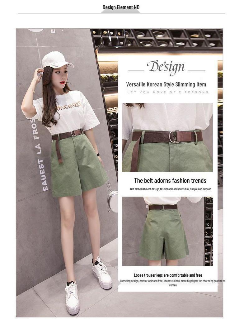 Women's High-Waisted Wide-Leg A-line Shorts - Summer 2026 Korean Style Casual Capris