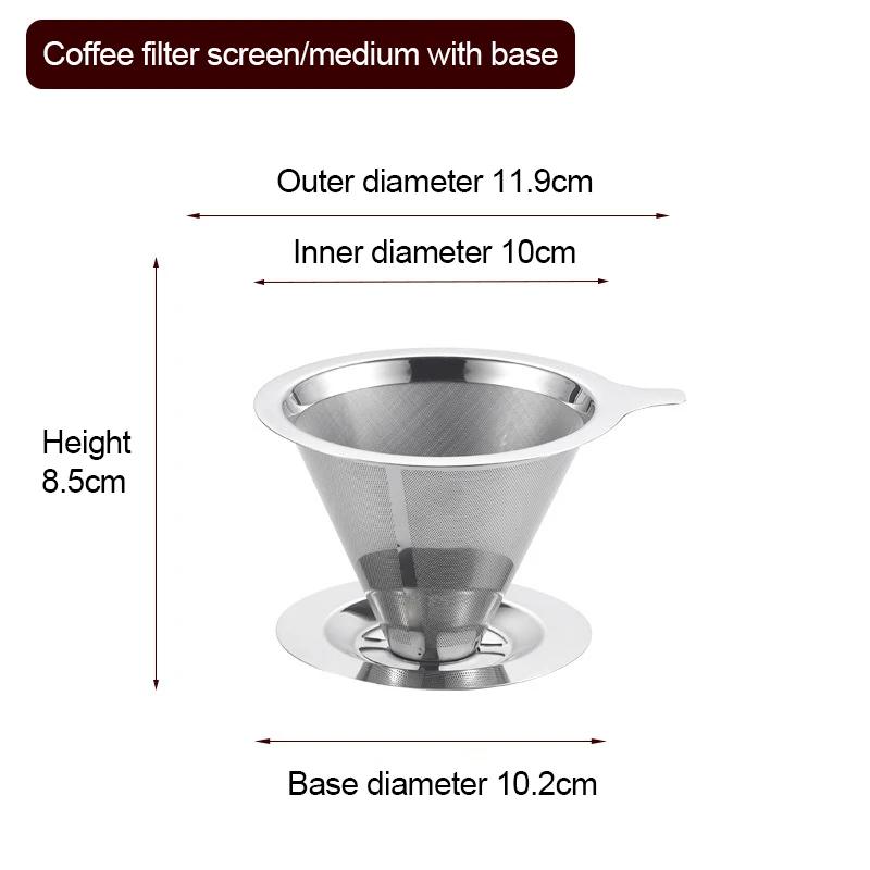 1Pc Reusable Double Layer Stainless Steel Coffee Filter Holder Pour Over Coffees Dripper Mesh Coffee Tea Filter Basket Tools