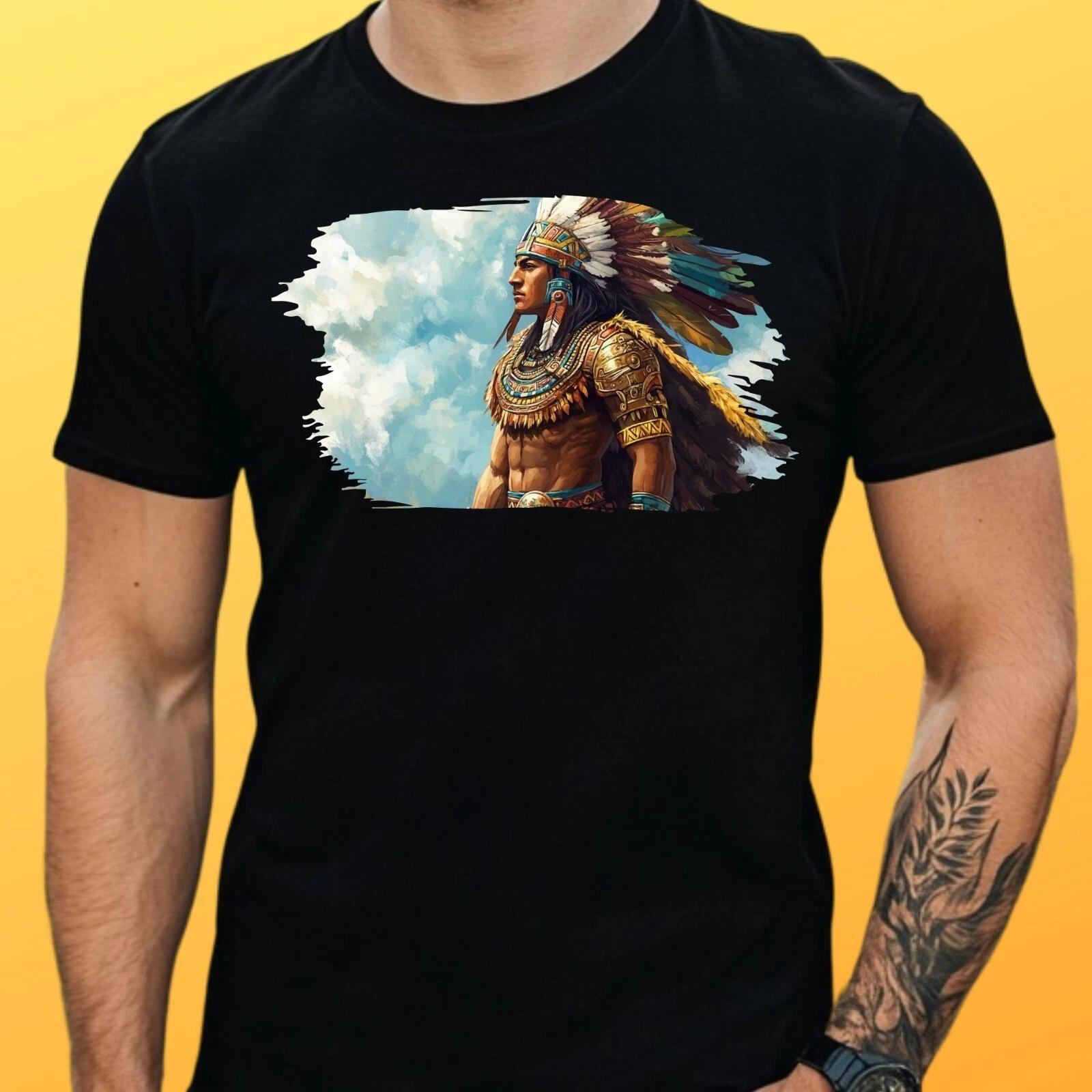 T-Shirt Herren Aztekischer Krieger Motiv Baumwolle Größe XS bis 5XL XXL