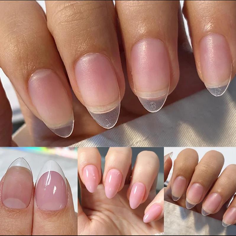 100Pcs Matte Press On Nail Tips Soft Full Cover False Nails Oval Almond Sculpted Fake Nail