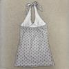 European and American Summer Polka Dot Backless V-neck Fashionable Hanging Neck Strap Design Waist Cinched Women's Vest Top