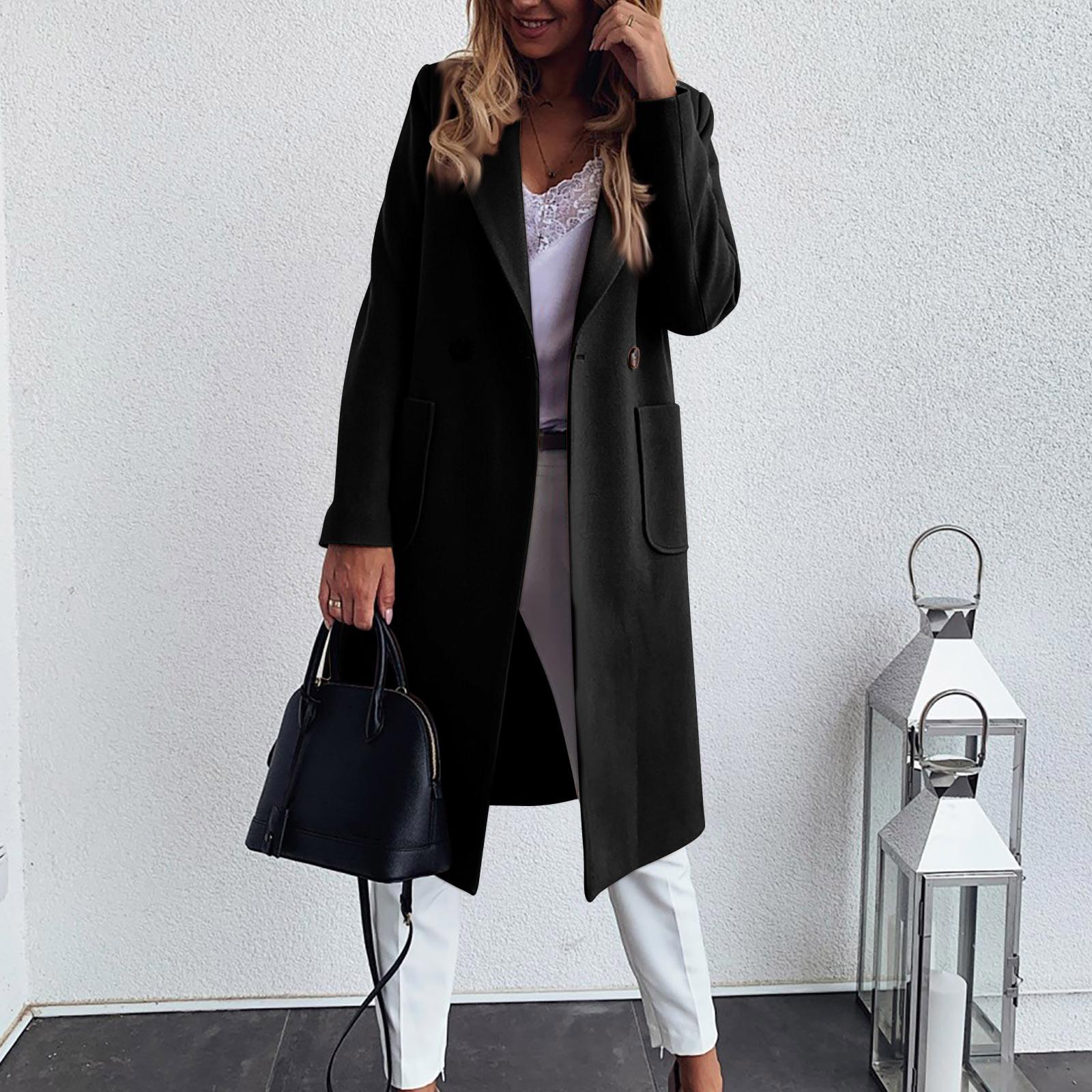 

Женская мода осенне-зимний однотонный кардиган с длинными рукавами и карманами на пуговицах, нейлоновая куртка M чёрный