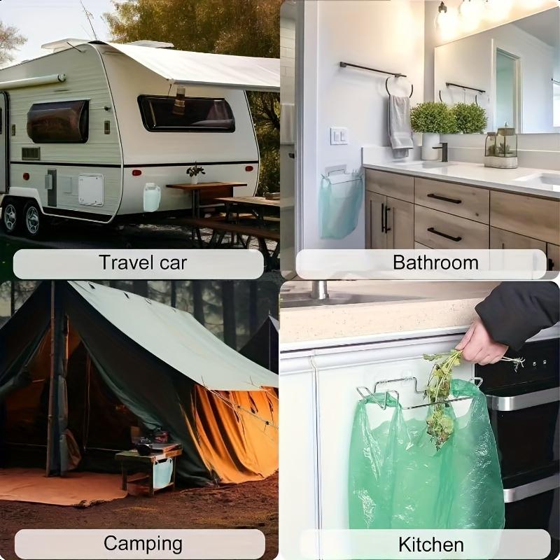 Stainless Steel Wall Mounted Kitchen Trash Bag Holder Plastic Bag Organizer Storage Rack for Kitchen Bathroom