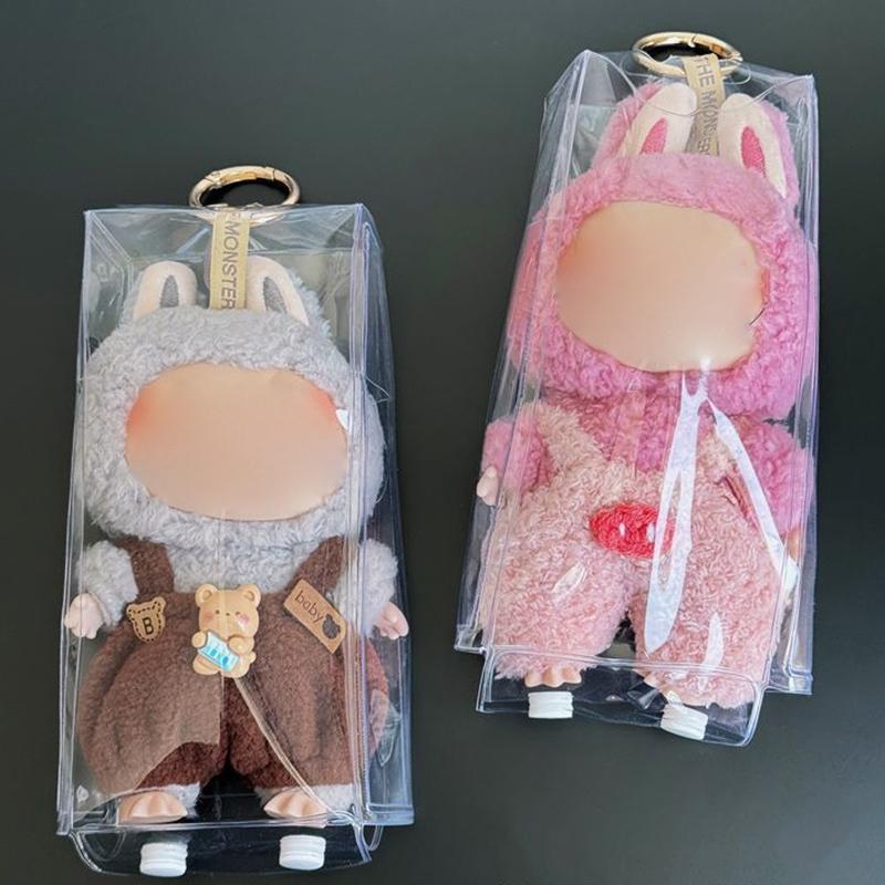 1Pc Transparent Mystery Box Keychain Wallet Organizer Box Labubu Dolls Storage Pouch Keychain Bag Storage Pouch