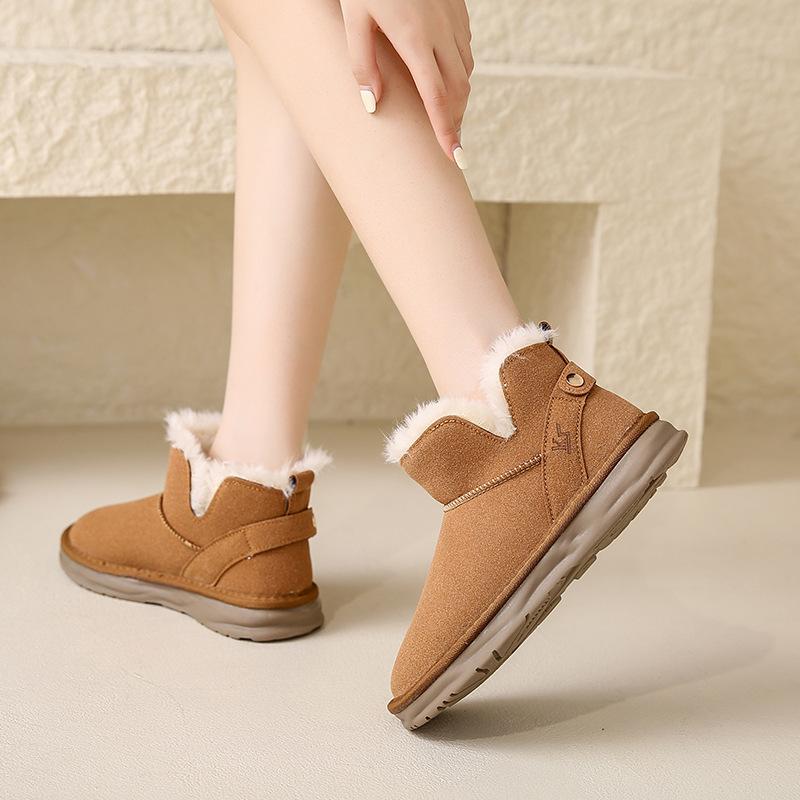 Women's fashion lightweight winter warm fur one snow boots padded lining non-slip casual sports cotton boots