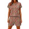 Women's Casual And Comfortable Floral-Print Short-Sleeve Set With Pockets