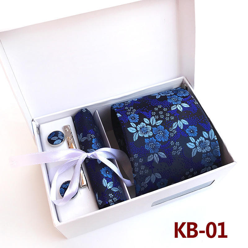 Men'S Tie Gift Box 6-Piece Set Big Flower Wedding Tie Set