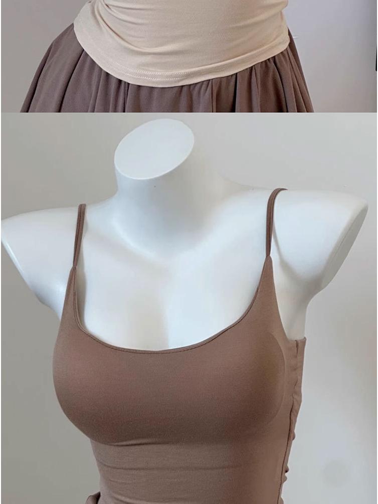 Slim-Fit Women's Camisole with Built-In Bra Pads – Anti-Expansion, Chest-Enhancing Inner Wear for Summer.
