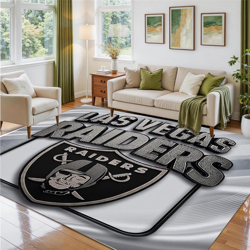 Las Vegas Raiders Design Kristall-Samt-Teppich Weich Dekorative Matte für Schlafzimmer Eingang