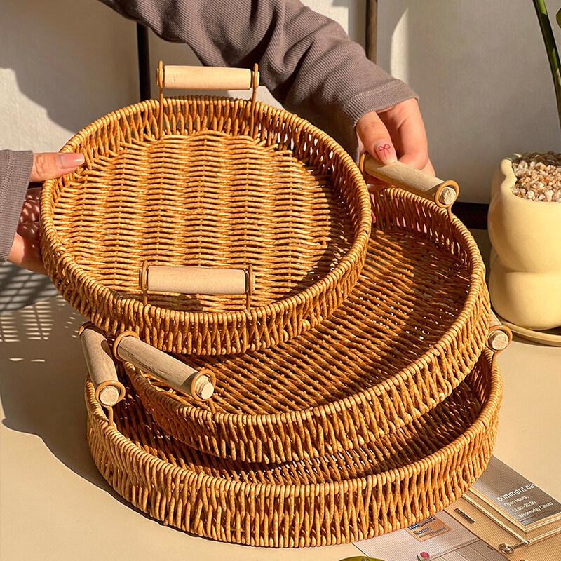 Rattan Picnic Snack Tray