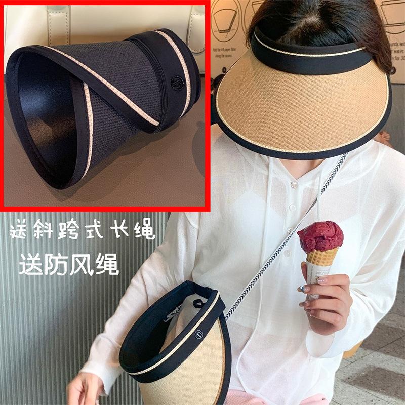 Empty Top Hat Sunscreen Hat Women'S Spring Summer Travel Simple Sun Hat Big Brim Full Face Visor Cycling Hat