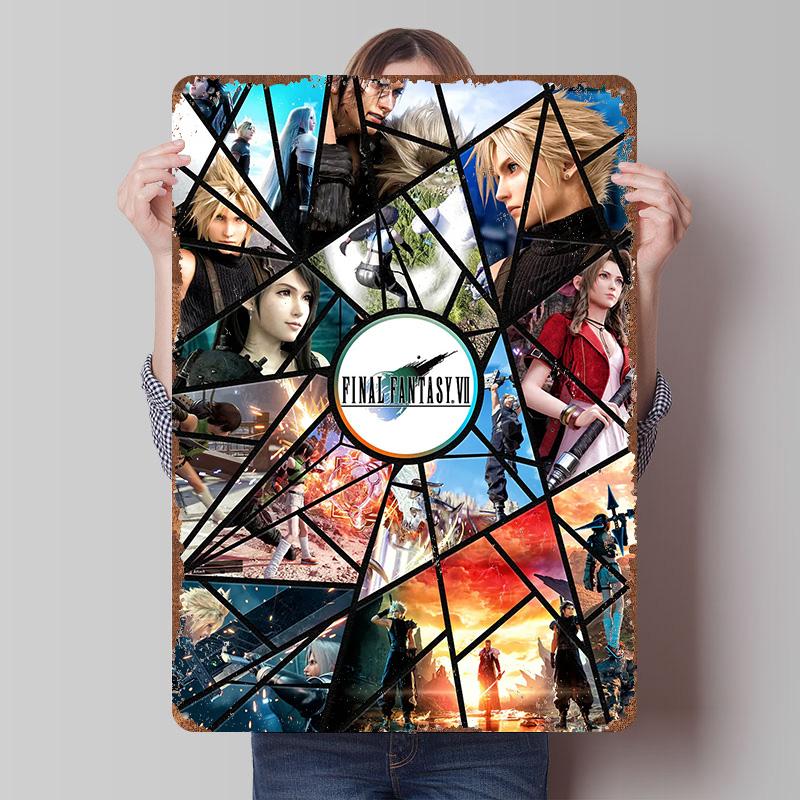Fantasy VII Mosaic Metal Poster Customized Wall Art Retro Vintage Tinplate Signs for Modern Home Decoration Luxury Coffee Bar