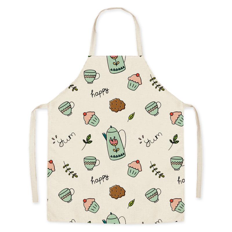 Kitchen Linen Apron Summer Orange Lemon Print Fruit Pattern Parent-child Sleeveless Apron Kitchen Cooking Home Cleaning Apron