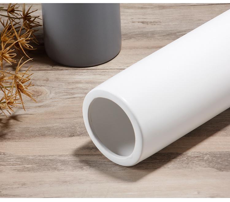 Nordische Weiße Matte Keramik Zylindrische Vase - Minimalistische Heimdeko für Frische/Trockenblumen