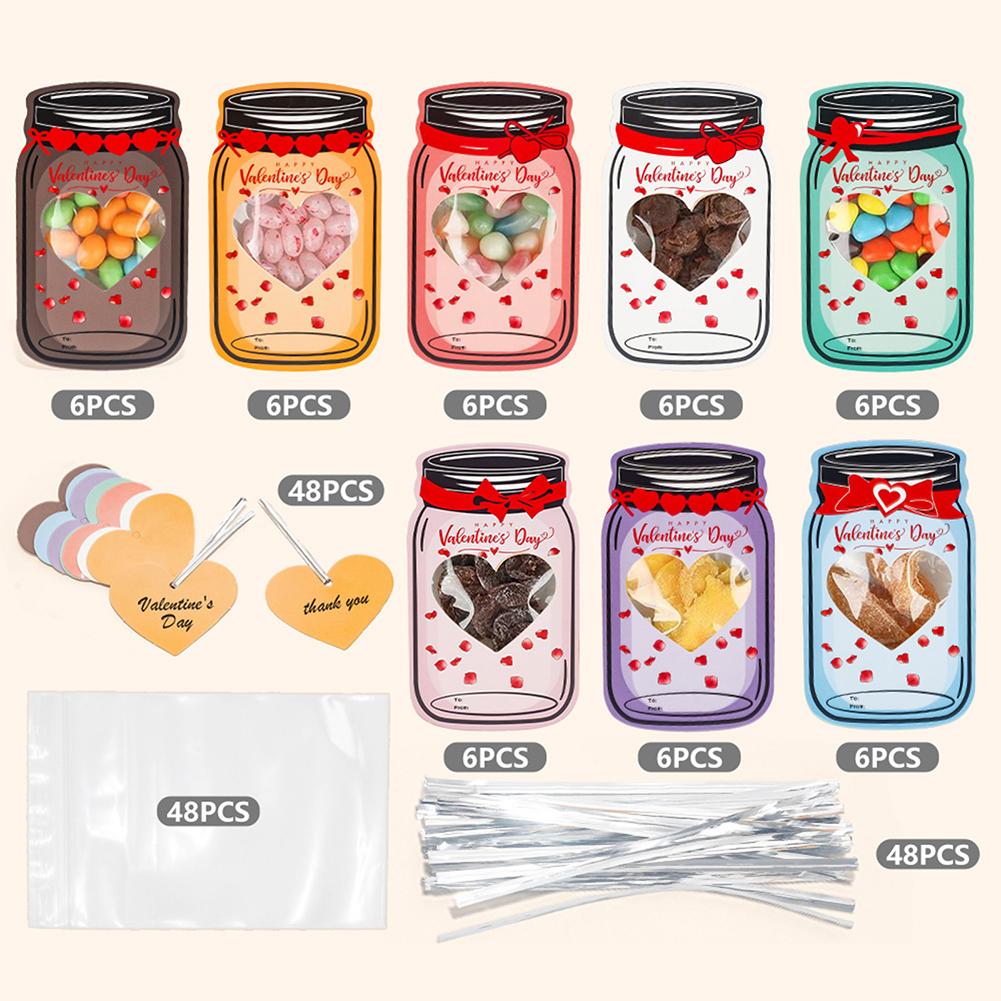 48pcs Valentine's Day Classroom Greeting Card Set Insteresting Exchange Party Favors Set For Biscuits Nut Chocolate