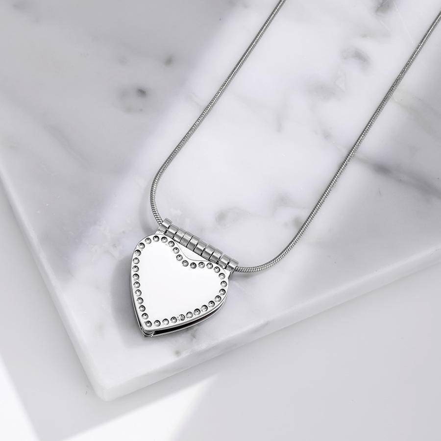 Stainless Steel Heart-shaped Rhinestone Pendant Necklace for Women