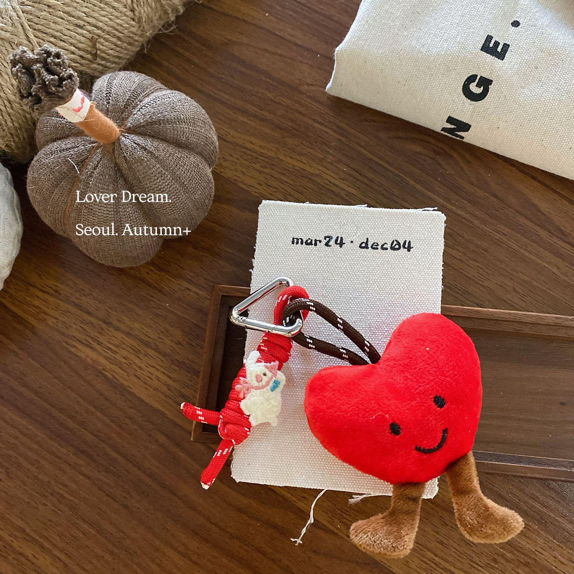 

Handmade Plush Keychain Set, Cute Bear & Heart Bag Charms with Red Accents,Vintage Fabric Bear & Heart Keyrings,Handmade Plush Keychain, Bear & Heart