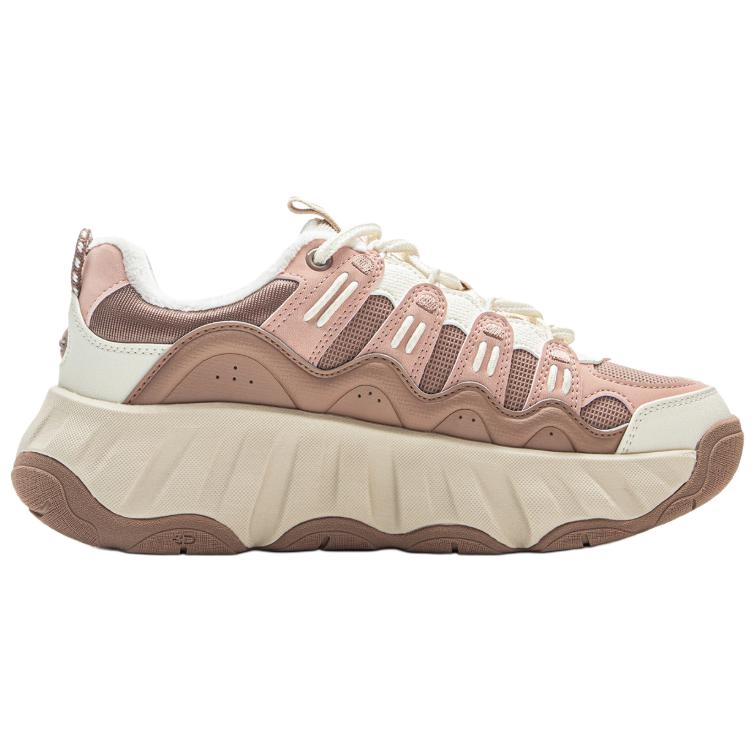 Li Ning Cookie Shoes Strawberry Basque Fabric Synthetic Leather Commuting Versatile Height Increasing Low Top Casual Shoes Women Sneaker AGCV254-8